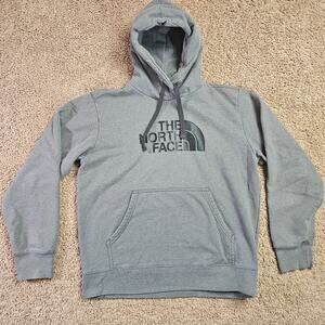The North Face Mens Gray Pullover Hoodie Sweatshirt Size M Logo Fleece Cotton